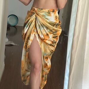 PRETTY LITTLE THING Skirt - Orange Multi color Zip Up Skirt